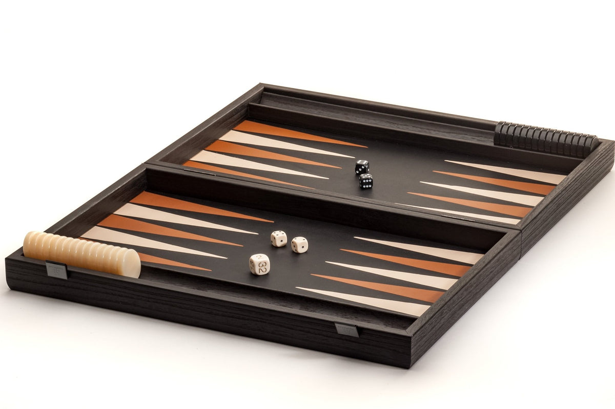 Backgammon "Schwarzes Vollleder" geflochten - Gentleman´s Fame